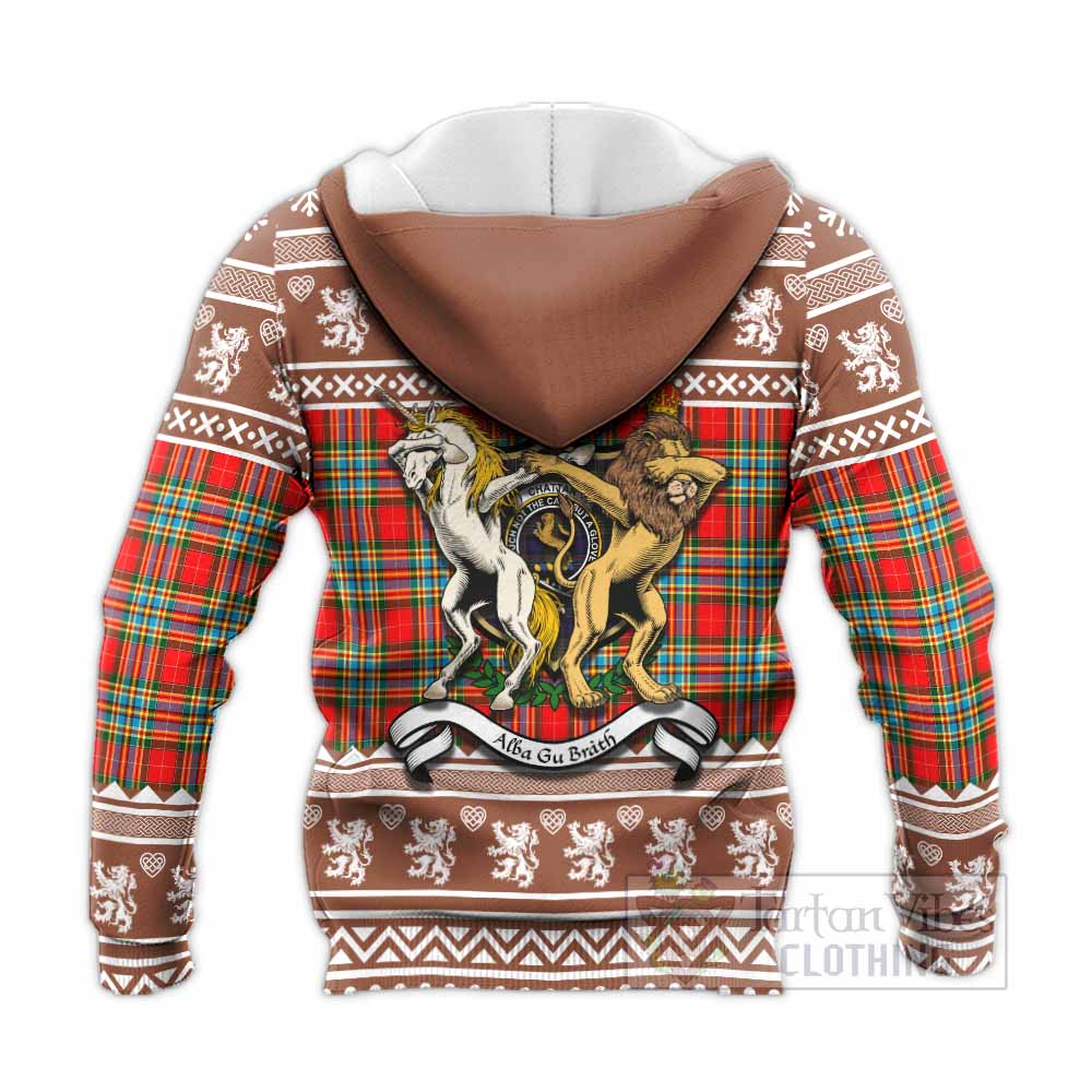 Chattan Clan Tartan Crest Christmas Knitted Hoodie Coat of Arms Funny Style - Tartan Vibes Clothing