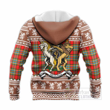 Chattan Clan Tartan Crest Christmas Knitted Hoodie Coat of Arms Funny Style