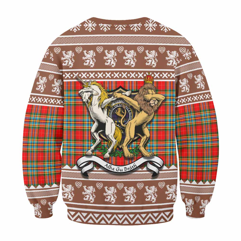 Chattan Clan Tartan Crest Christmas Sweatshirt Coat of Arms Funny Style - Tartan Vibes Clothing