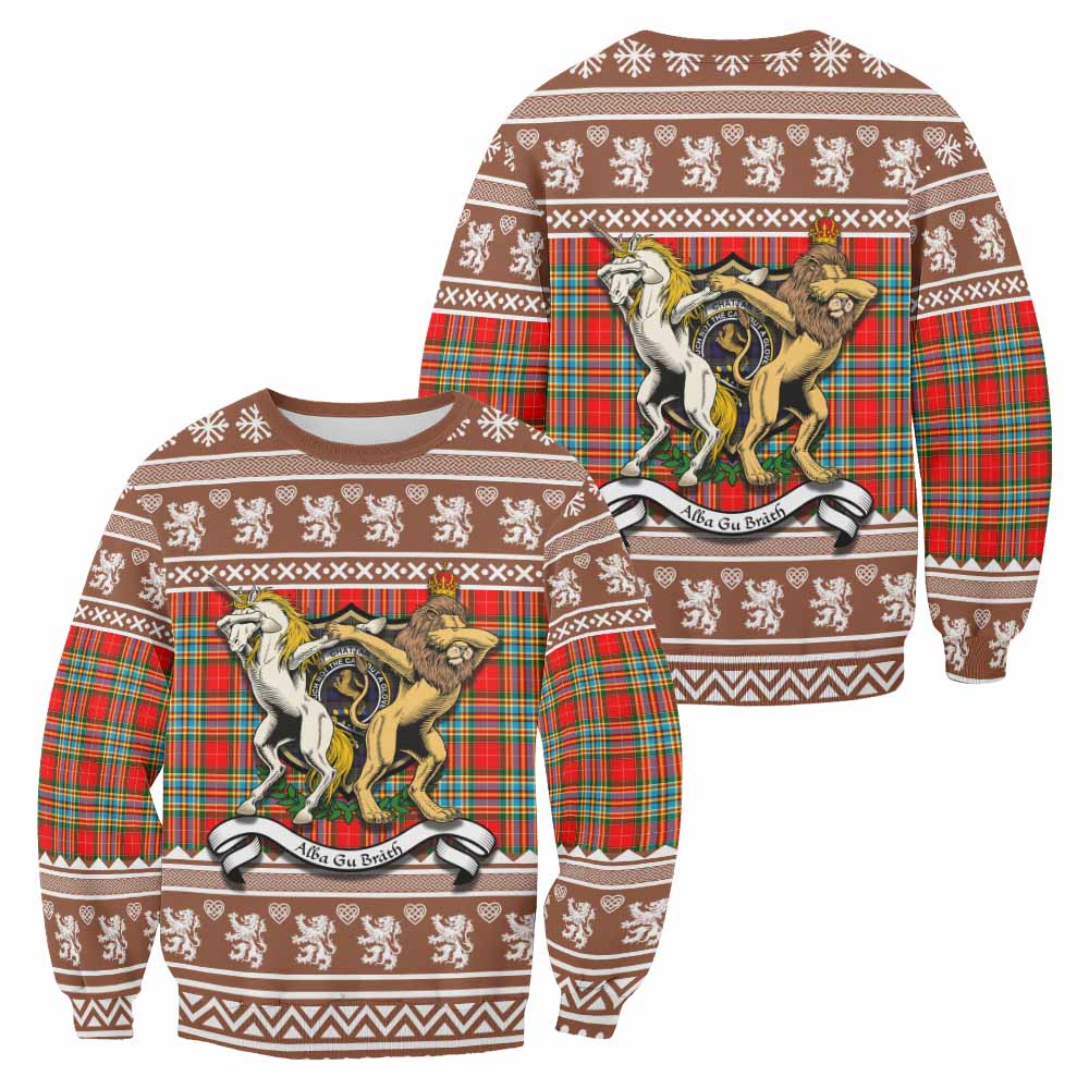 Chattan Clan Tartan Crest Christmas Sweatshirt Coat of Arms Funny Style - Tartan Vibes Clothing