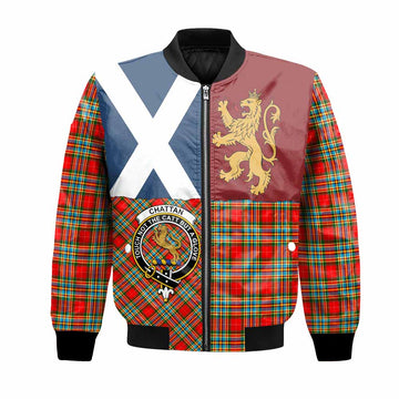 Chattan Crest Tartan Bomber Jacket with Lion Rampant Saltire Style