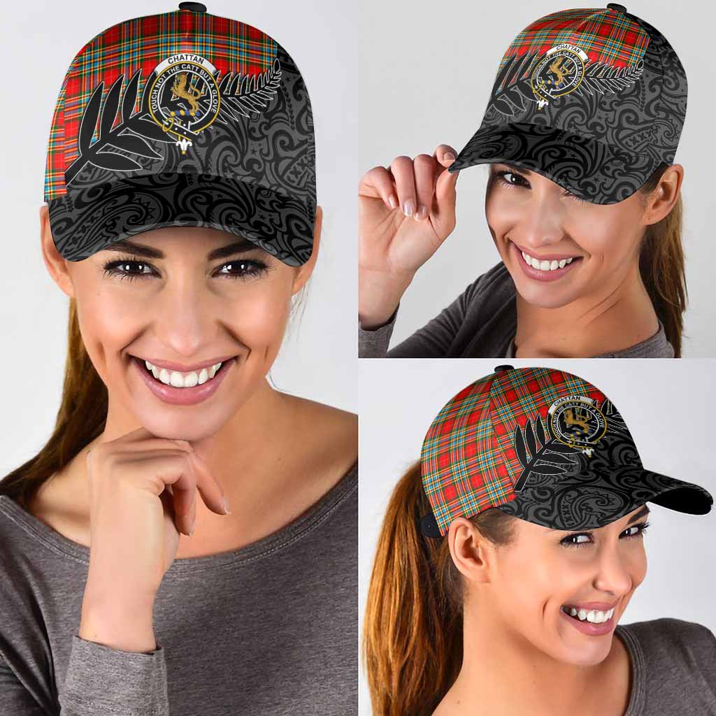 Chattan Crest Tartan Classic Cap with New Zealand Silver Fern Half Style
