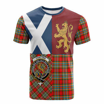 Chattan Crest Tartan Cotton T-shirt with Lion Rampant Saltire Style