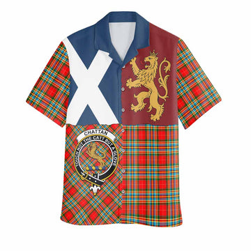 Chattan Crest Tartan Hawaiian Shirt with Lion Rampant Saltire Style