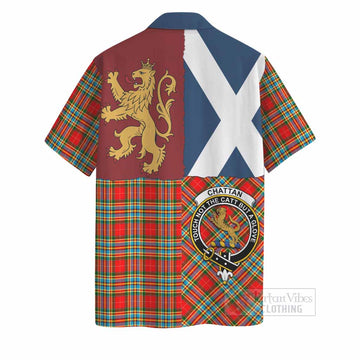 Chattan Crest Tartan Hawaiian Shirt with Lion Rampant Saltire Style
