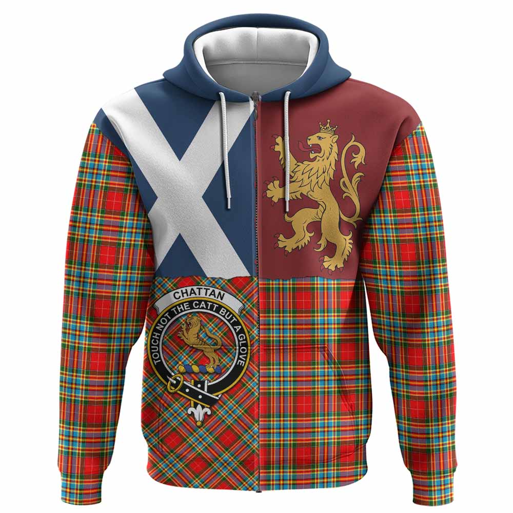Chattan Crest Tartan Hoodie with Lion Rampant Saltire Style