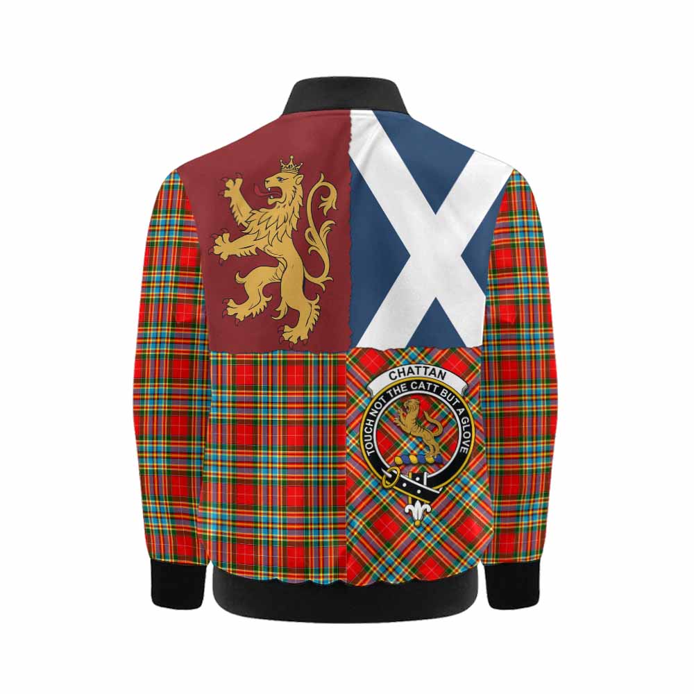 Chattan Crest Tartan Kid Bomber Jacket with Lion Rampant Saltire Style - Tartan Vibes Clothing