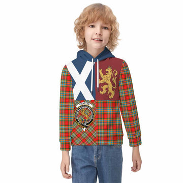 Chattan Crest Tartan Kid Hoodie with Lion Rampant Saltire Style - Tartan Vibes Clothing
