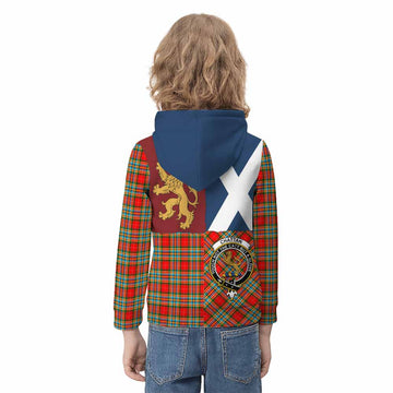 Chattan Crest Tartan Kid Hoodie with Lion Rampant Saltire Style - Tartan Vibes Clothing
