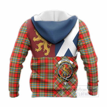 Chattan Crest Tartan Knitted Hoodie with Lion Rampant Saltire Style