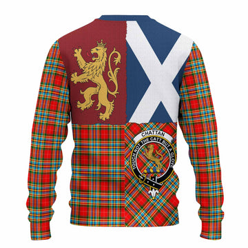 Chattan Crest Tartan Knitted Sweater with Lion Rampant Saltire Style