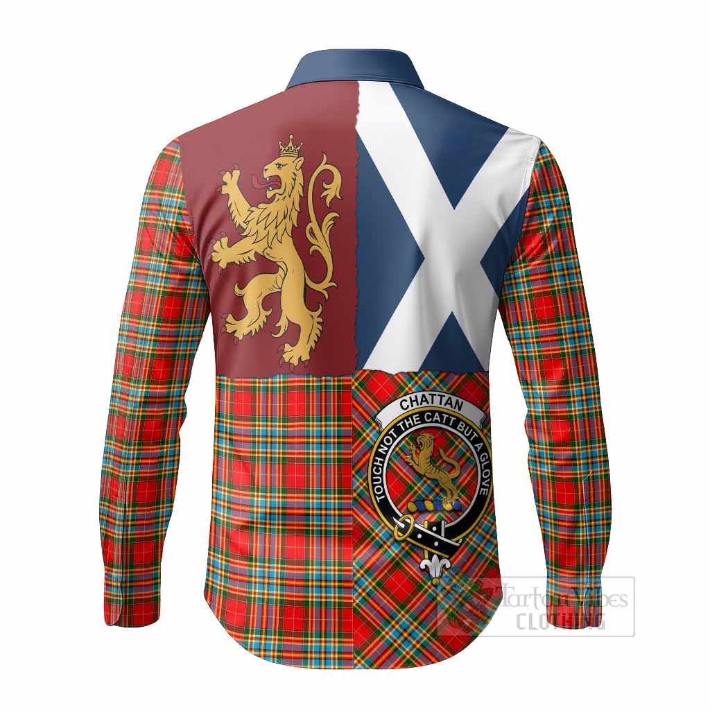 Chattan Crest Tartan Long Sleeve Button Shirts with Lion Rampant Saltire Style