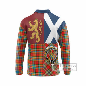 Chattan Crest Tartan Long Sleeve Polo Shirt with Lion Rampant Saltire Style