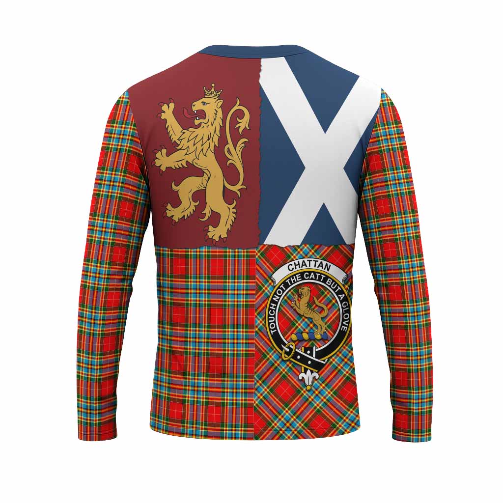 Chattan Crest Tartan Long Sleeve T-Shirt with Lion Rampant Saltire Style