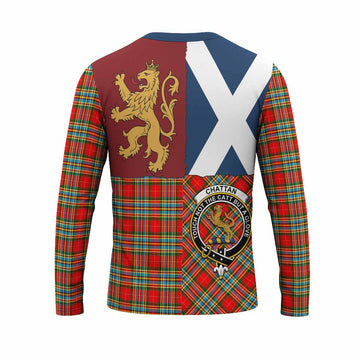 Chattan Crest Tartan Long Sleeve T-Shirt with Lion Rampant Saltire Style