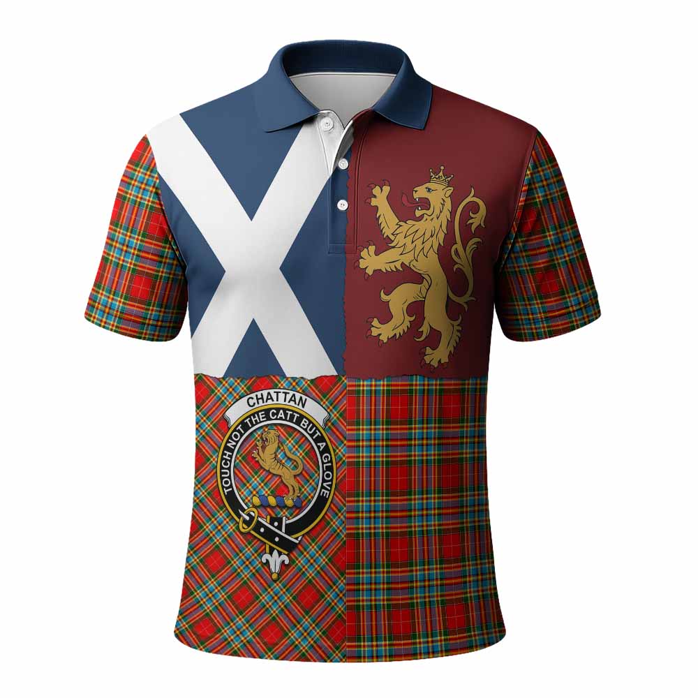 Chattan Crest Tartan Polo Shirt with Lion Rampant Saltire Style