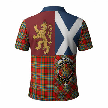 Chattan Crest Tartan Polo Shirt with Lion Rampant Saltire Style