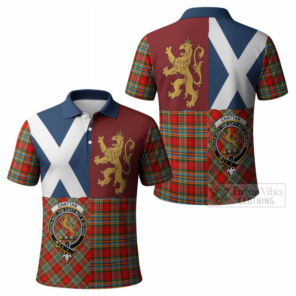 Chattan Crest Tartan Polo Shirt with Lion Rampant Saltire Style