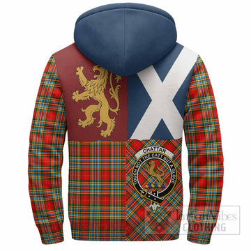 Chattan Crest Tartan Sherpa Hoodie with Lion Rampant Saltire Style
