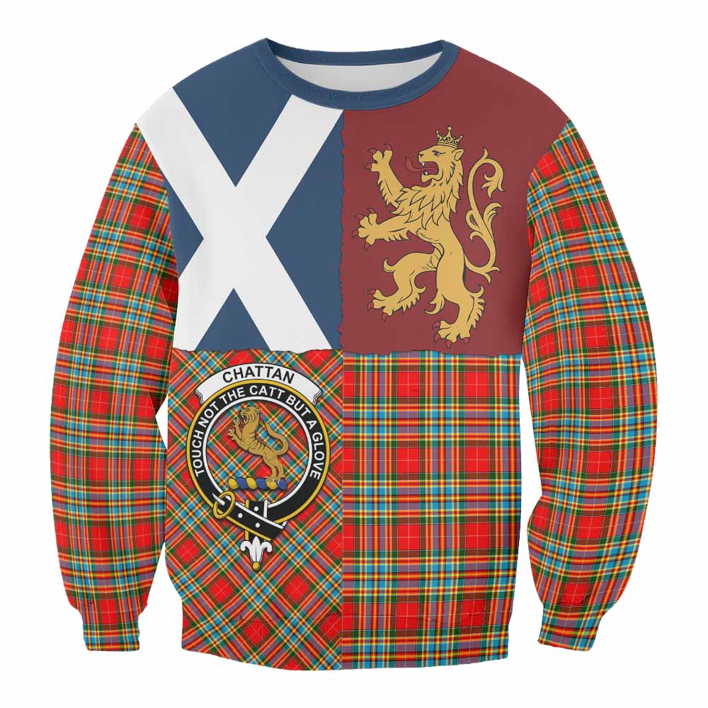 Chattan Crest Tartan Sweatshirt with Lion Rampant Saltire Style