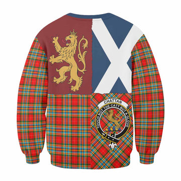 Chattan Crest Tartan Sweatshirt with Lion Rampant Saltire Style