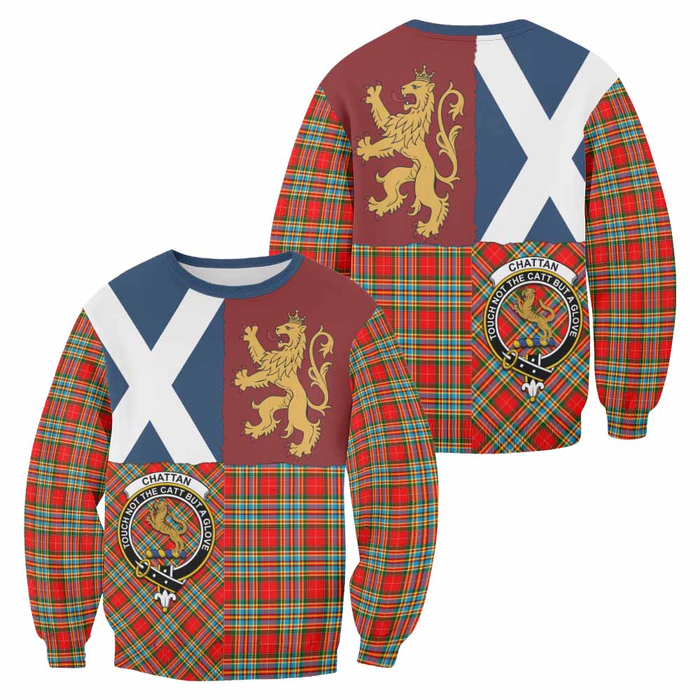 Chattan Crest Tartan Sweatshirt with Lion Rampant Saltire Style