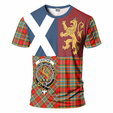 Chattan Crest Tartan T-Shirt with Lion Rampant Saltire Style