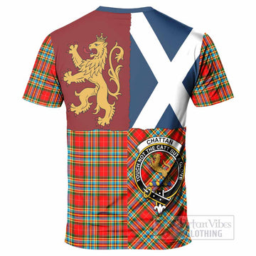 Chattan Crest Tartan T-Shirt with Lion Rampant Saltire Style