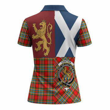 Chattan Crest Tartan Women Polo Shirt with Lion Rampant Saltire Style