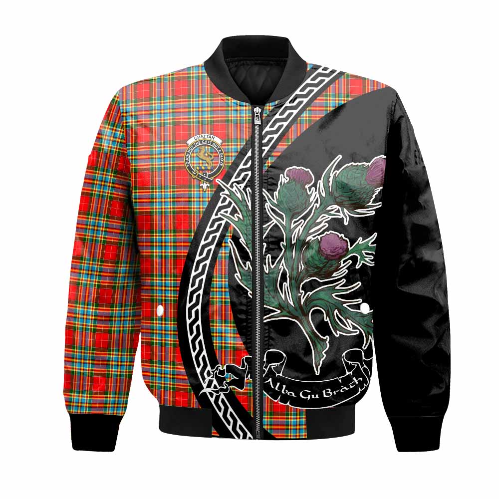 Chattan Family Crest Tartan Bomber Jacket Alba Thistle Inspired - Tartan Vibes Clothing