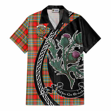 Chattan Family Crest Tartan Cotton Hawaiian Shirt Alba Thistle Inspired