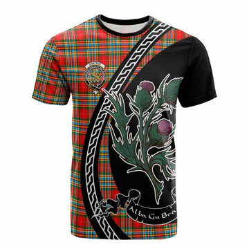 Chattan Family Crest Tartan Cotton T-shirt Alba Thistle Inspired