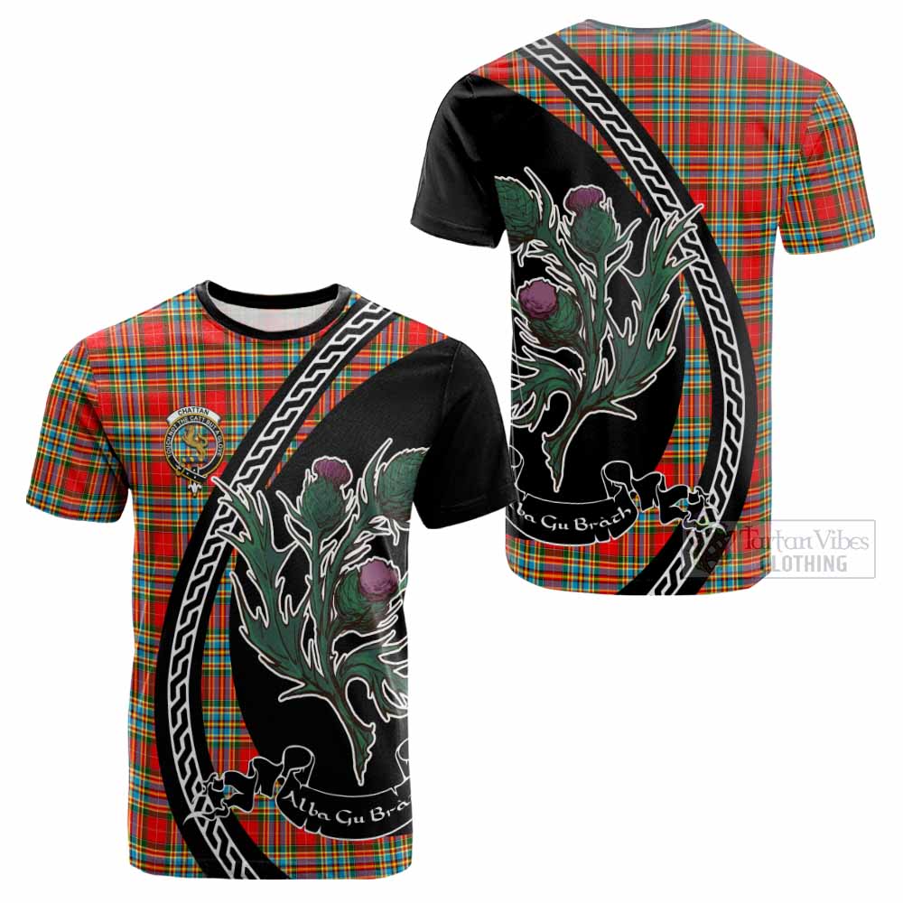 Chattan Family Crest Tartan Cotton T-shirt Alba Thistle Inspired - Tartan Vibes Clothing