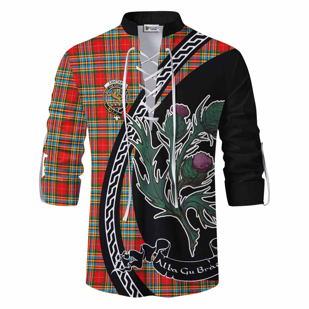 Chattan Family Crest Tartan Ghillie Shirt Alba Thistle Inspired - Tartan Vibes Clothing