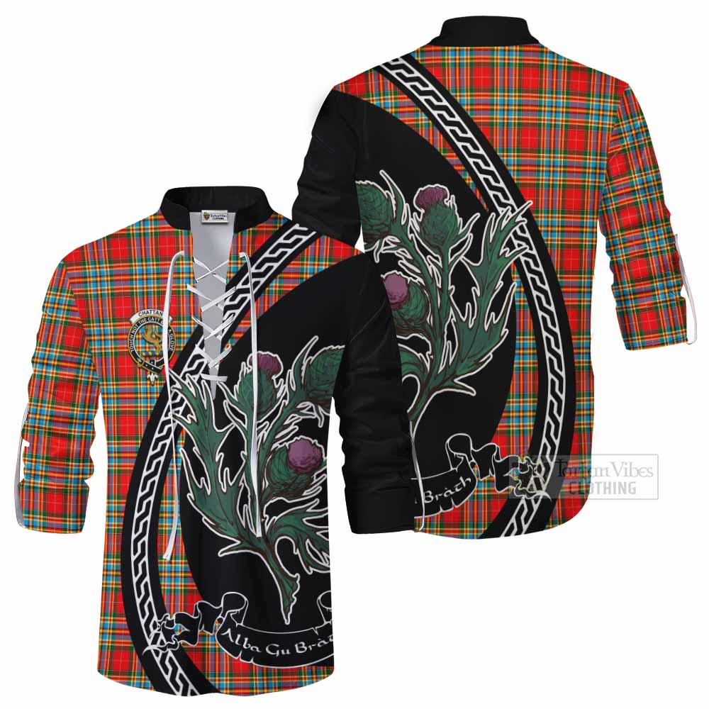 Chattan Family Crest Tartan Ghillie Shirt Alba Thistle Inspired - Tartan Vibes Clothing