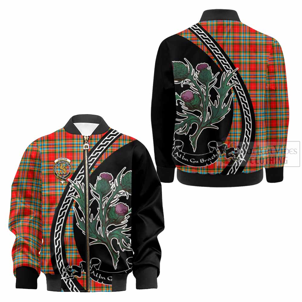 Chattan Family Crest Tartan Kid Bomber Jacket Alba Thistle Inspired - Tartan Vibes Clothing