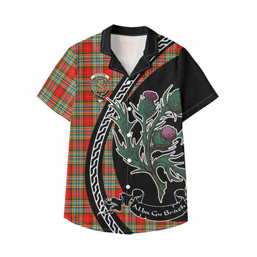 Chattan Family Crest Tartan Kid Hawaiian Shirt Alba Thistle Inspired - Tartan Vibes Clothing