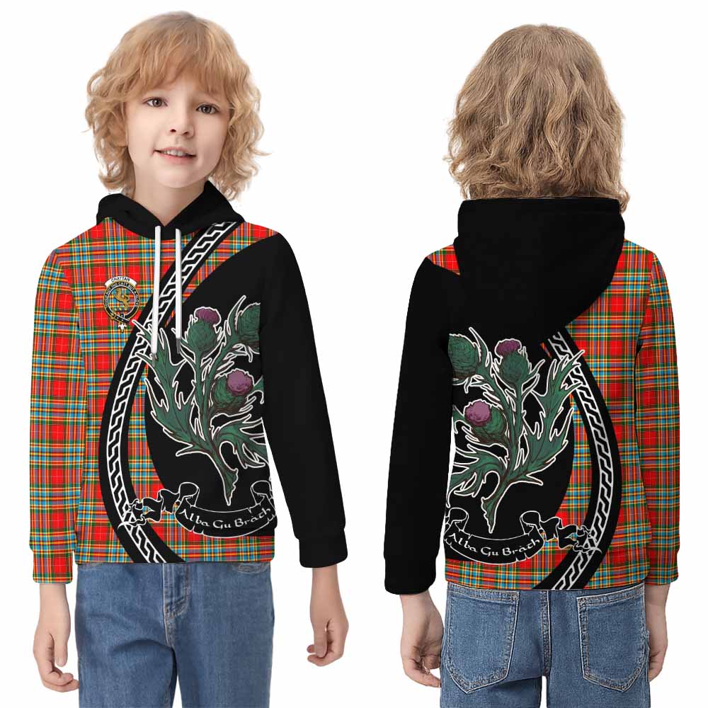 Chattan Family Crest Tartan Kid Hoodie Alba Thistle Inspired - Tartan Vibes Clothing