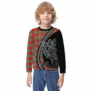 Chattan Family Crest Tartan Kid Knitted Sweatshirt Alba Thistle Inspired - Tartan Vibes Clothing