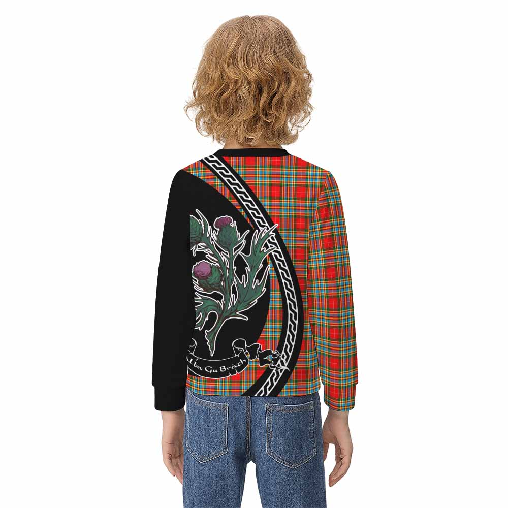 Chattan Family Crest Tartan Kid Knitted Sweatshirt Alba Thistle Inspired - Tartan Vibes Clothing