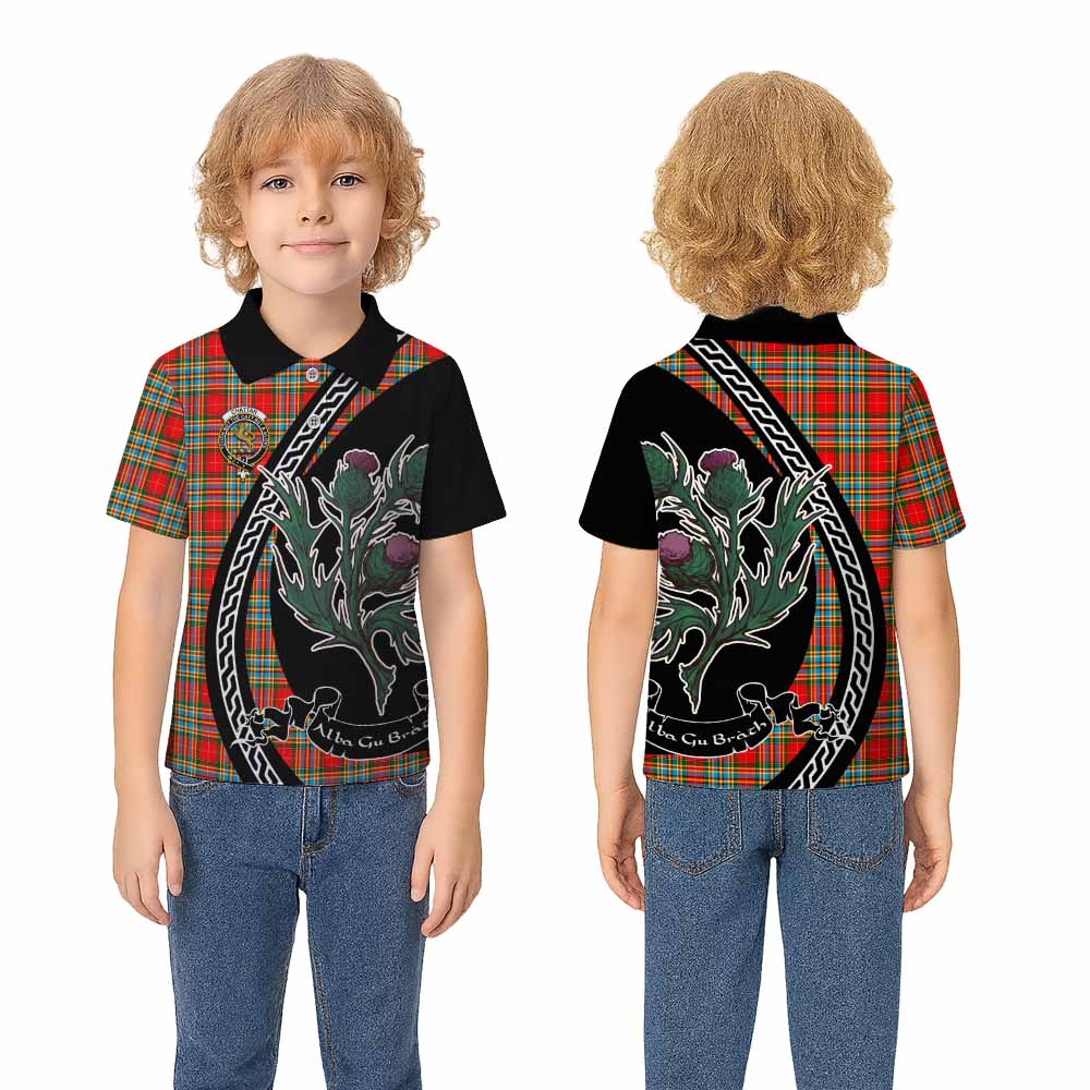 Chattan Family Crest Tartan Kid Polo Shirt Alba Thistle Inspired - Tartan Vibes Clothing