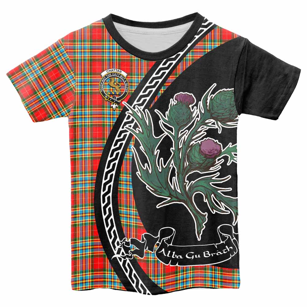 Chattan Family Crest Tartan Kid T-shirt Alba Thistle Inspired - Tartan Vibes Clothing