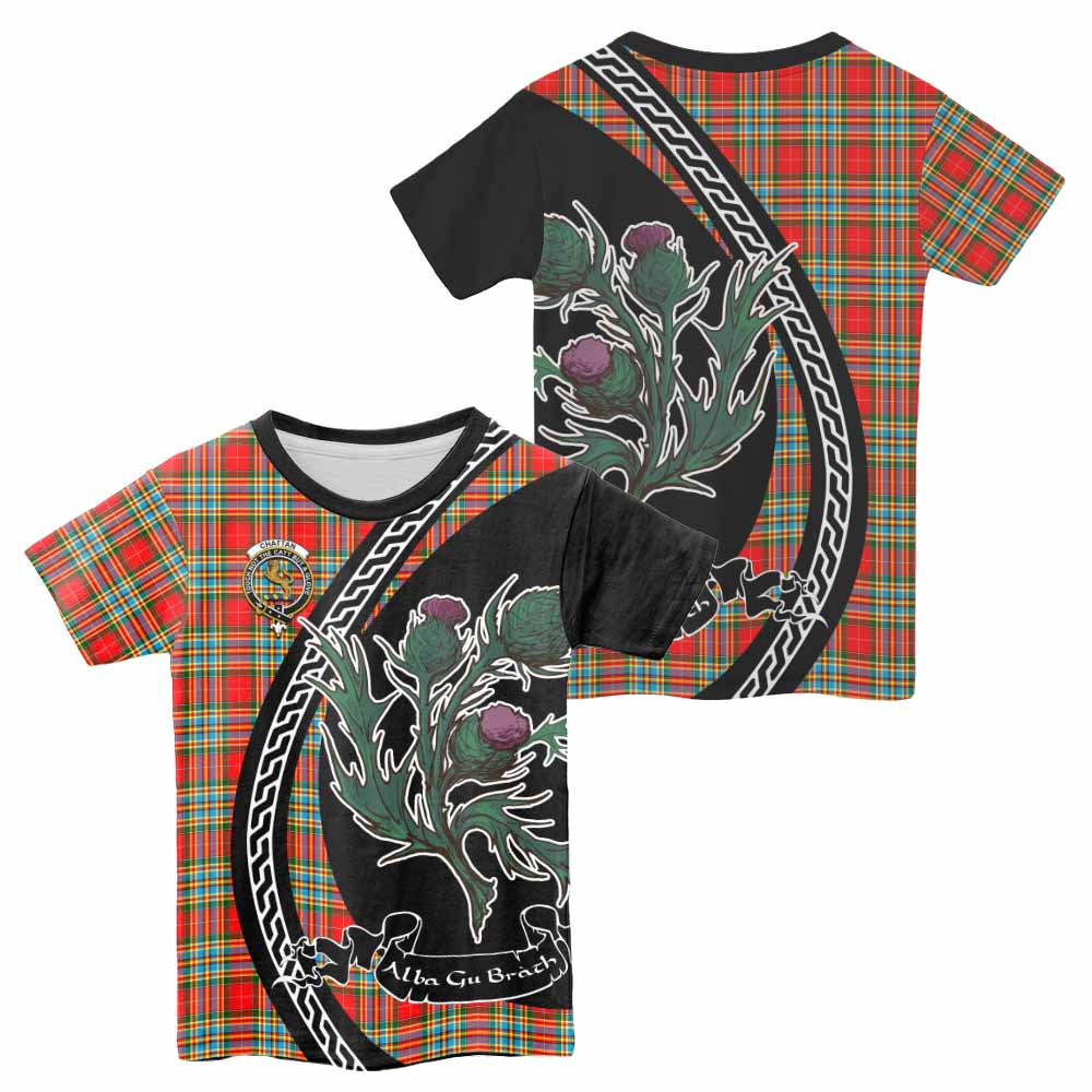 Chattan Family Crest Tartan Kid T-shirt Alba Thistle Inspired - Tartan Vibes Clothing