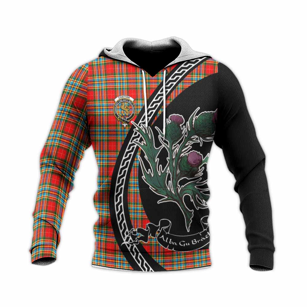 Chattan Family Crest Tartan Knitted Hoodie Alba Thistle Inspired - Tartan Vibes Clothing