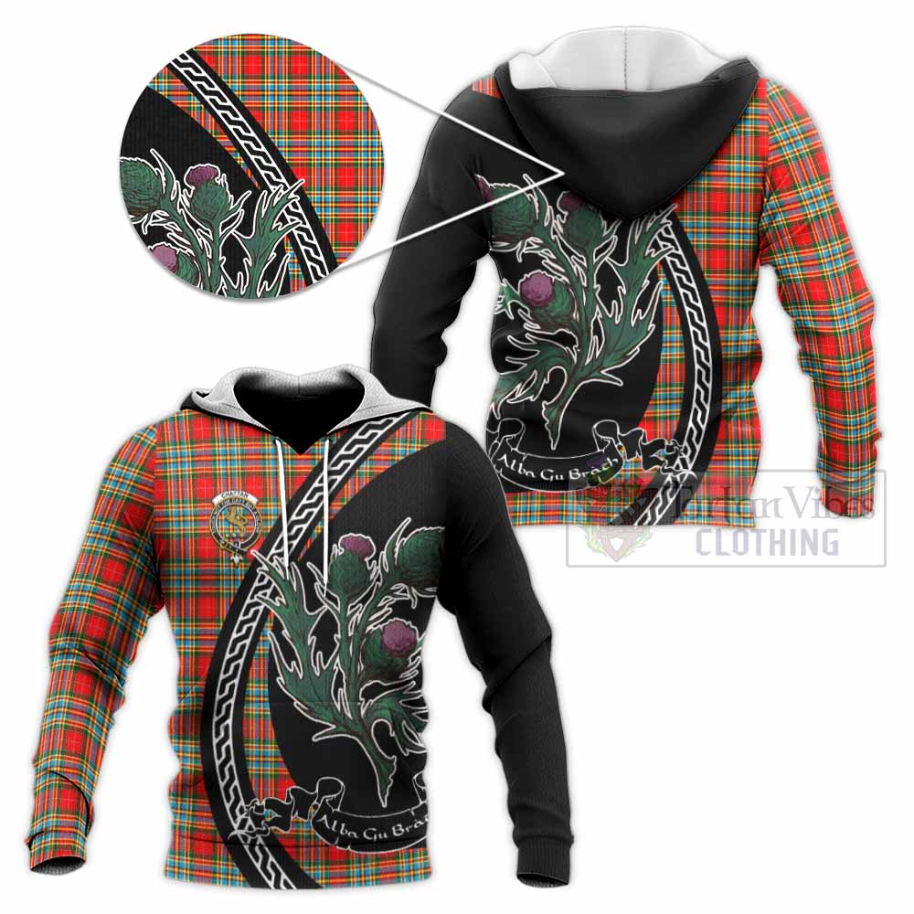 Chattan Family Crest Tartan Knitted Hoodie Alba Thistle Inspired - Tartan Vibes Clothing