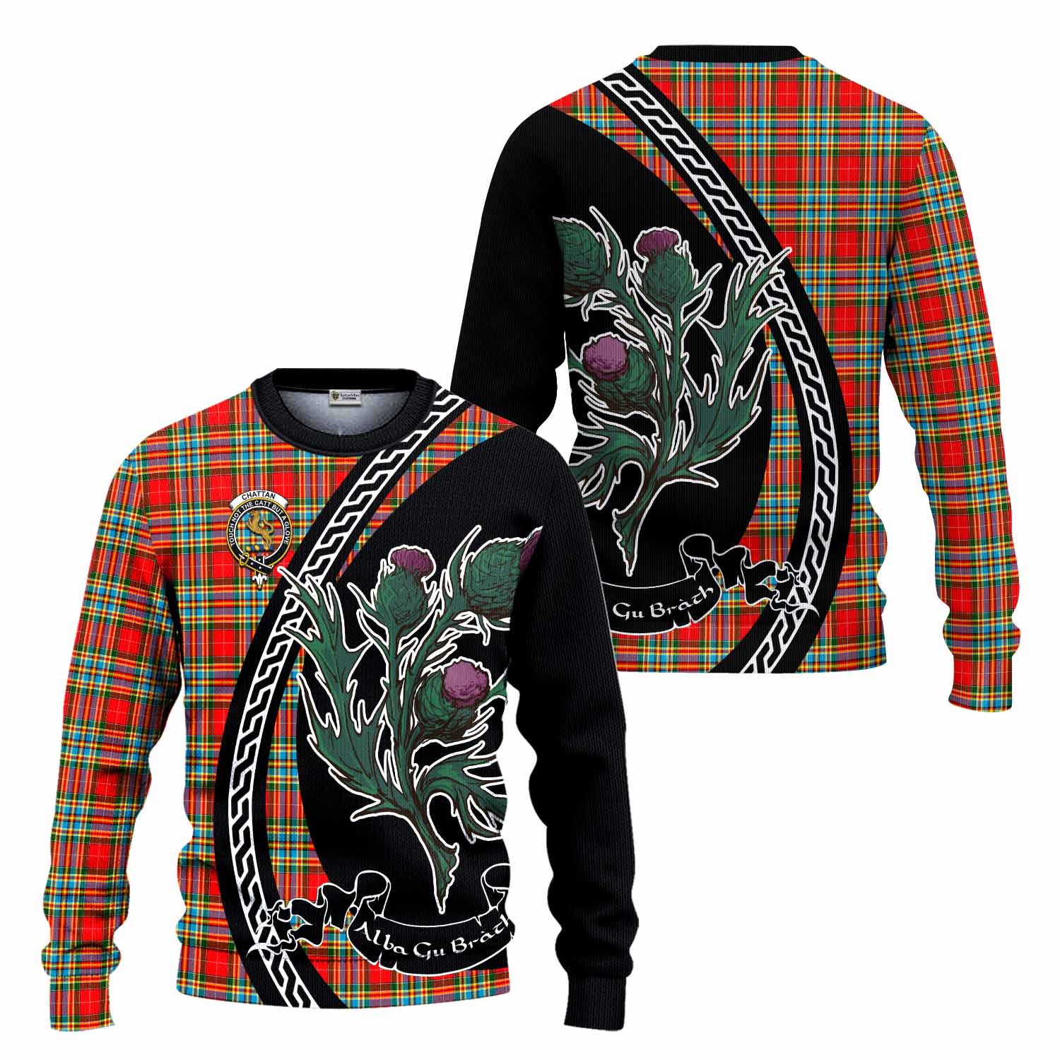 Chattan Family Crest Tartan Knitted Sweater Alba Thistle Inspired - Tartan Vibes Clothing