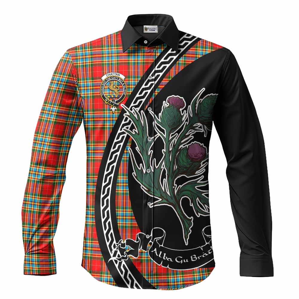 Chattan Family Crest Tartan Long Sleeve Button Shirts Alba Thistle Inspired - Tartan Vibes Clothing