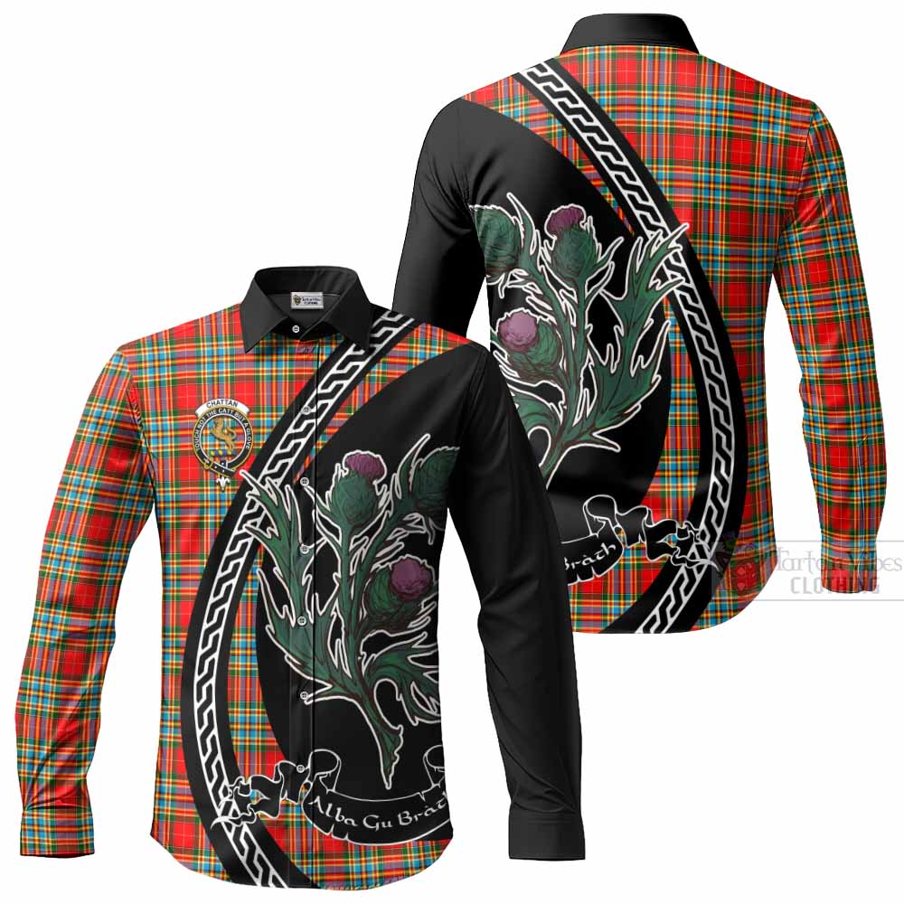 Chattan Family Crest Tartan Long Sleeve Button Shirts Alba Thistle Inspired - Tartan Vibes Clothing