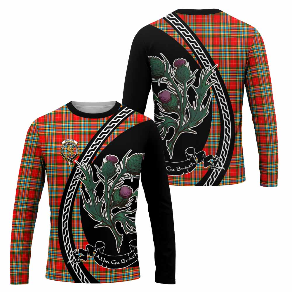 Chattan Family Crest Tartan Long Sleeve T-Shirt Alba Thistle Inspired - Tartan Vibes Clothing