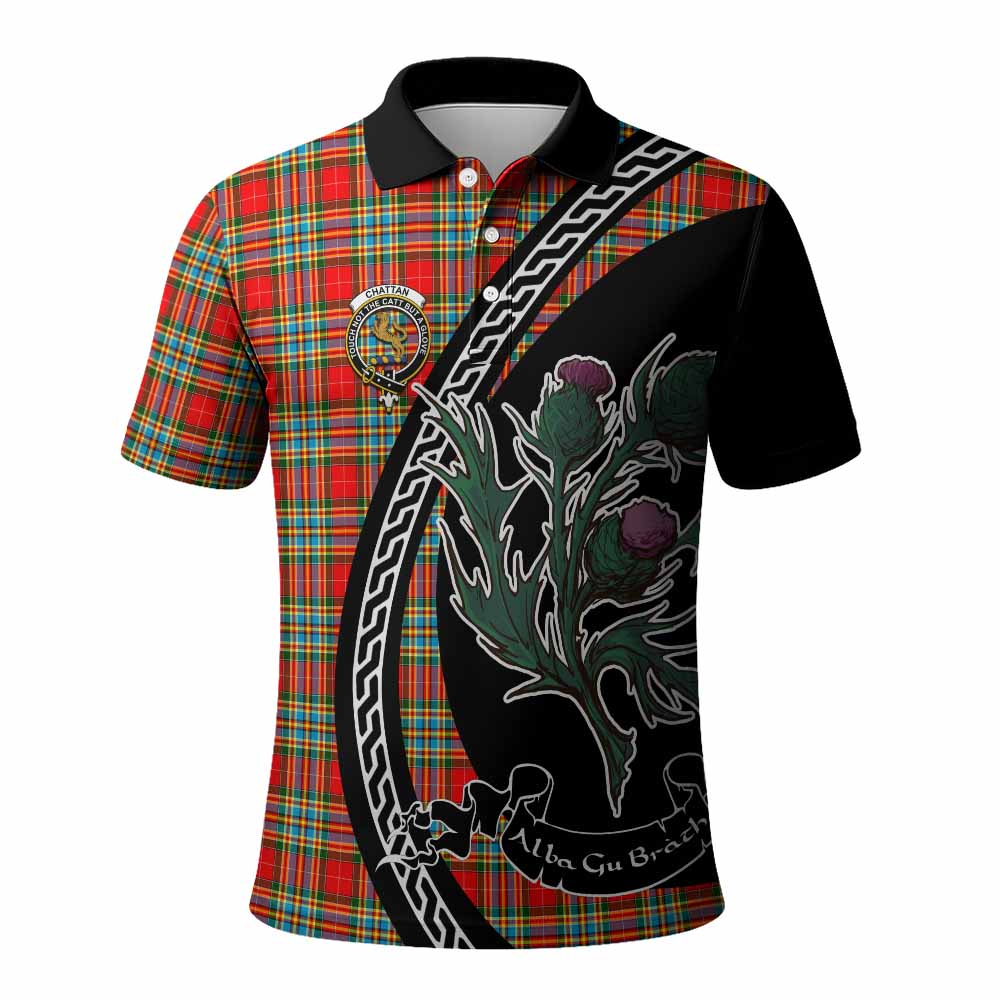 Chattan Family Crest Tartan Polo Shirt Alba Thistle Inspired - Tartan Vibes Clothing